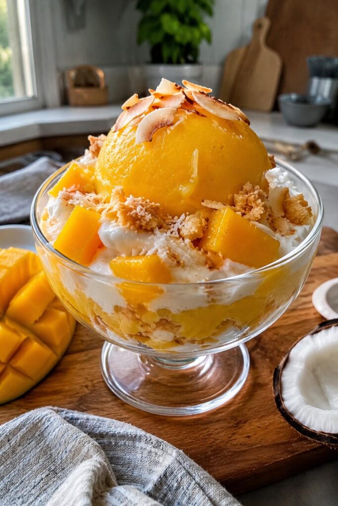 Coupe glacée mangue coco - Facile fait maison