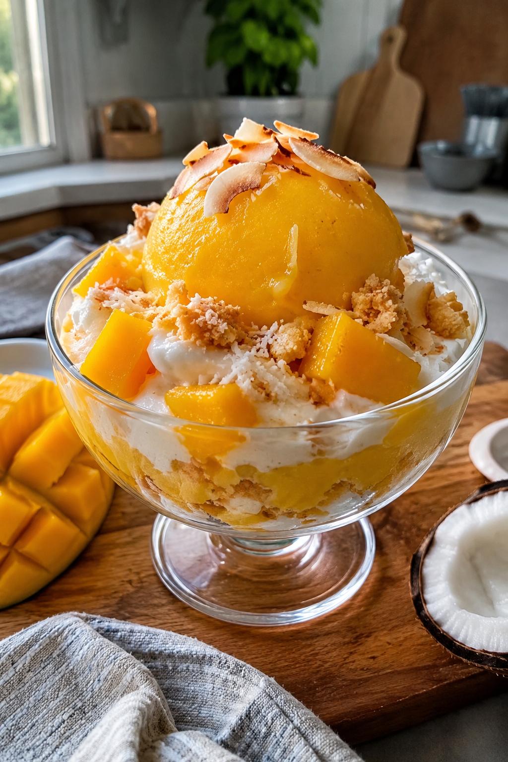 Coupe glacée mangue coco - Facile fait maison