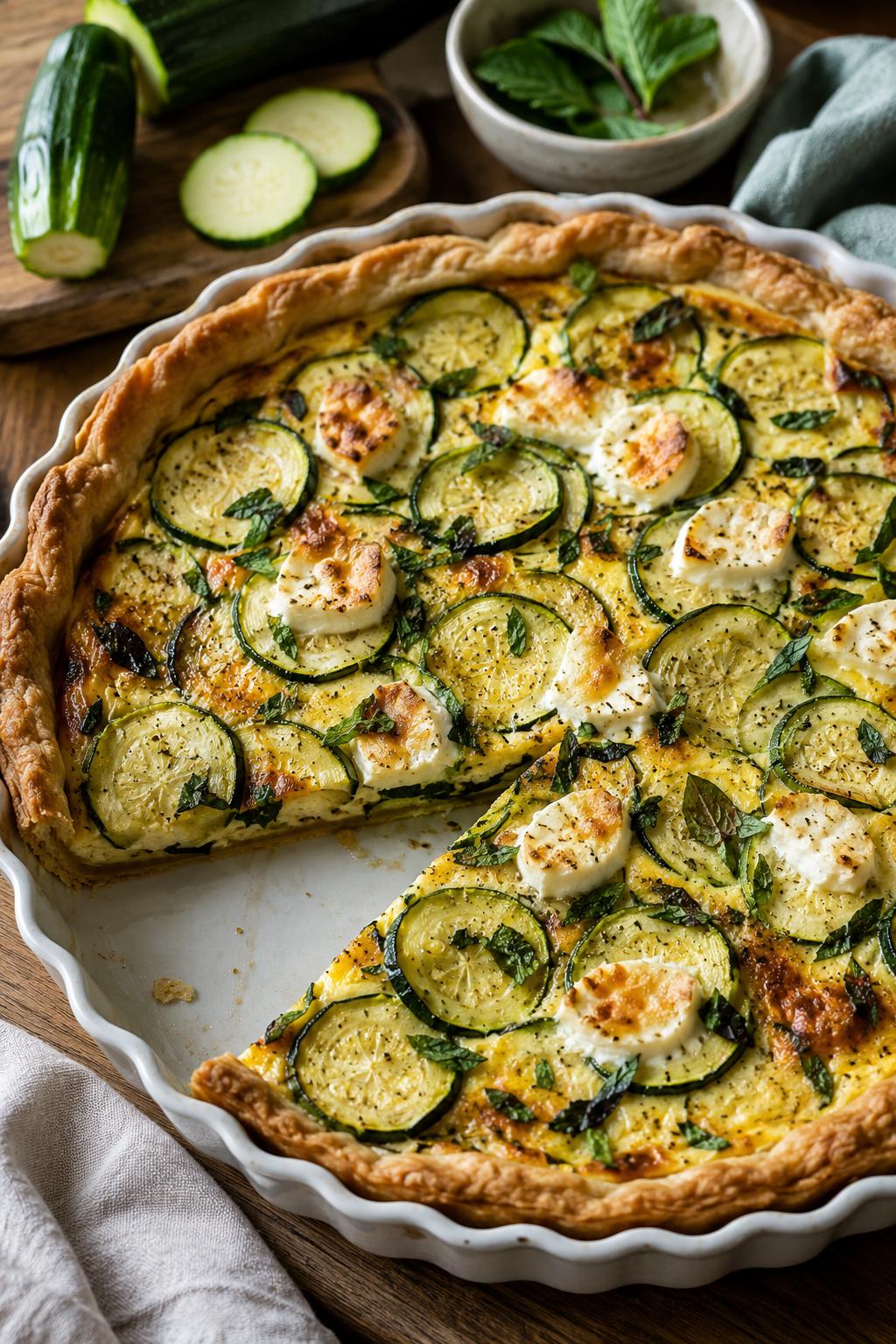 Quiche courgettes chèvre menthe - Facile fait maison