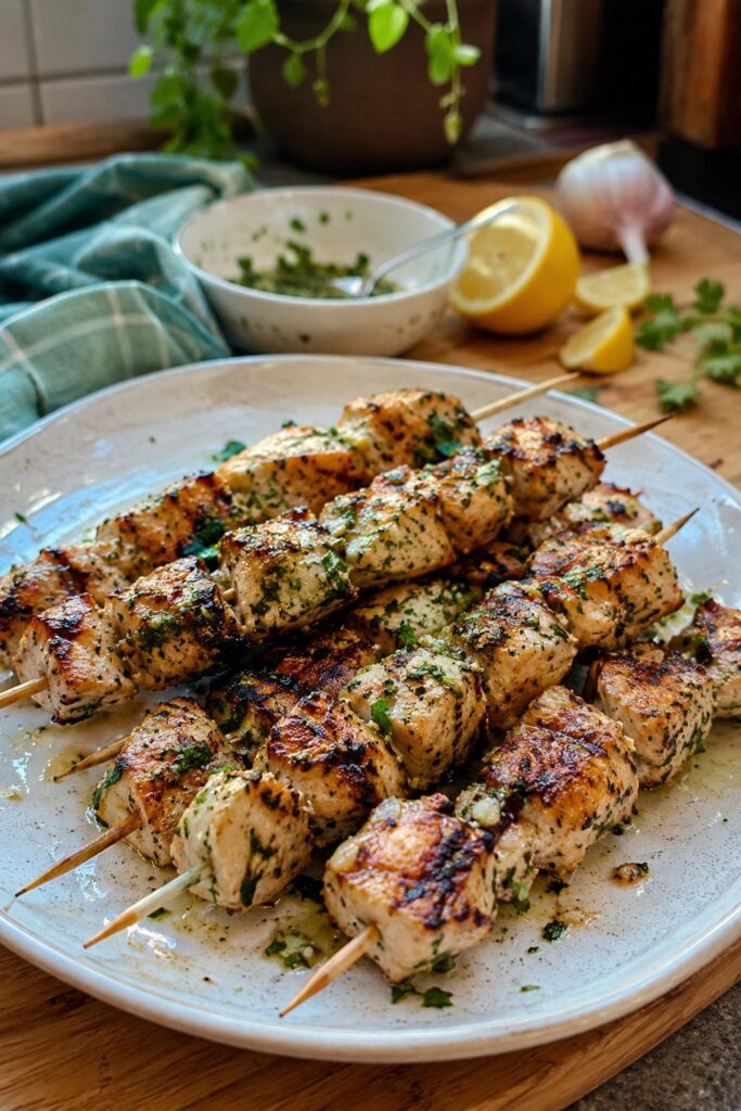 Brochettes de dinde marinées au citron - Facile fait maison