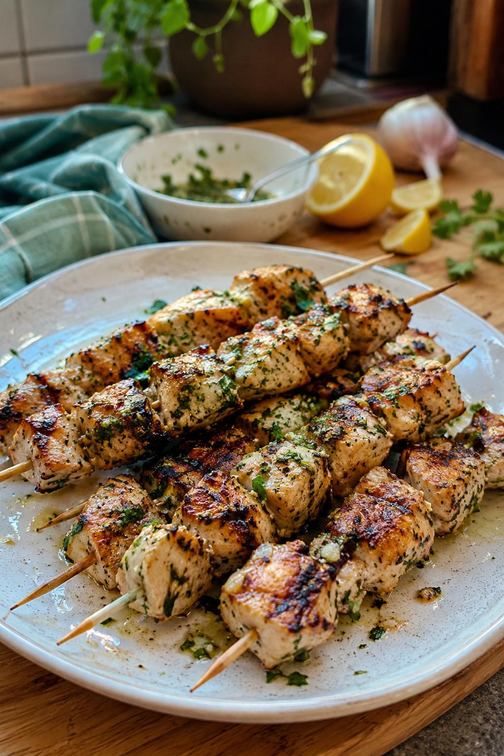 Brochettes de dinde marinées au citron - Facile fait maison