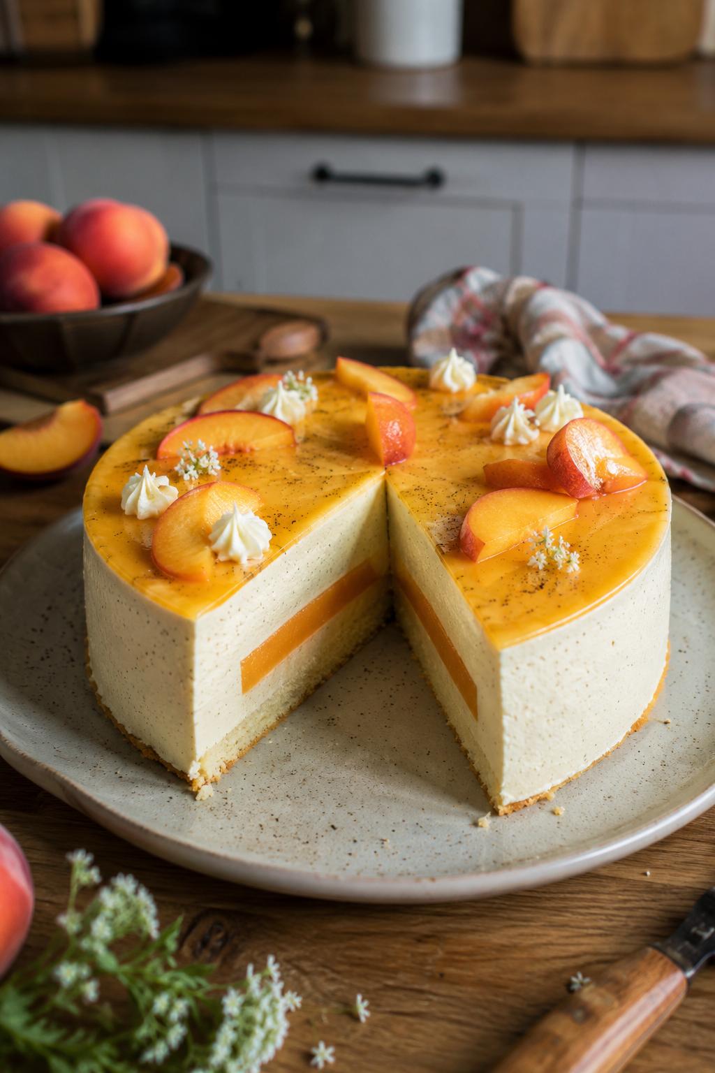 Entremets pêche vanille - Facile fait maison