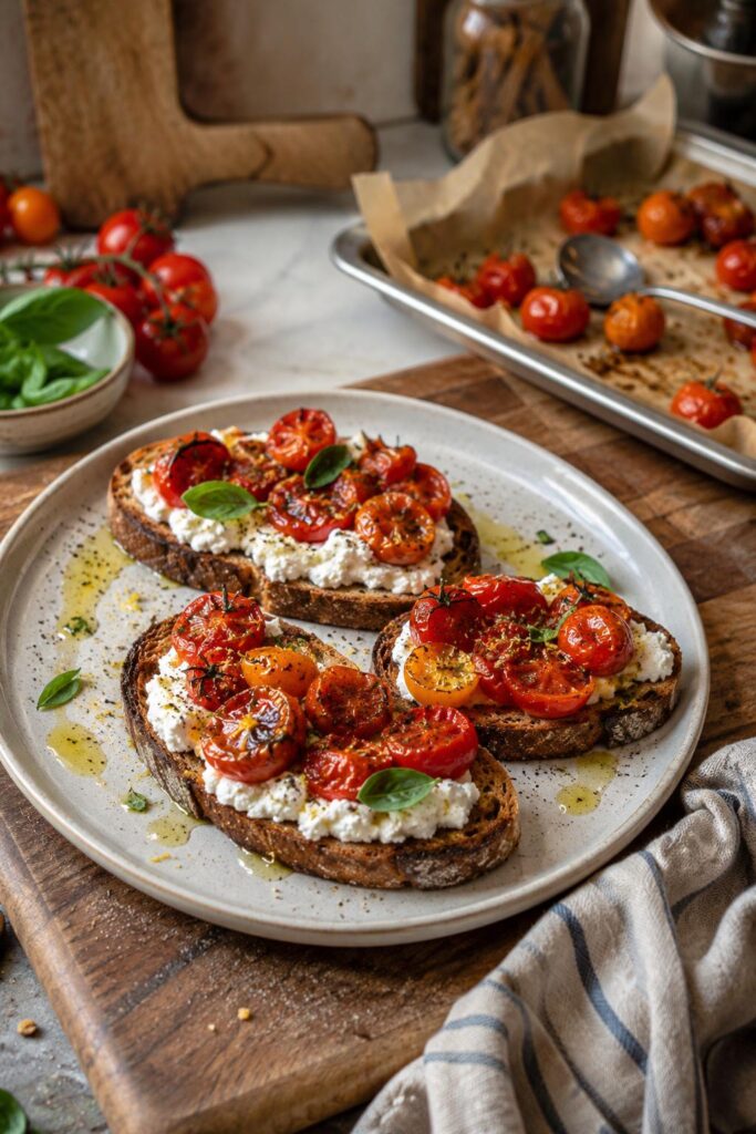 Tartines ricotta tomates rôties - Facile fait maison
