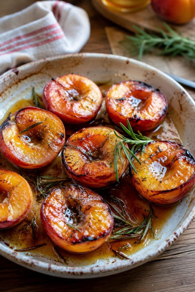 Pêches rôties au miel et romarin - Facile fait maison