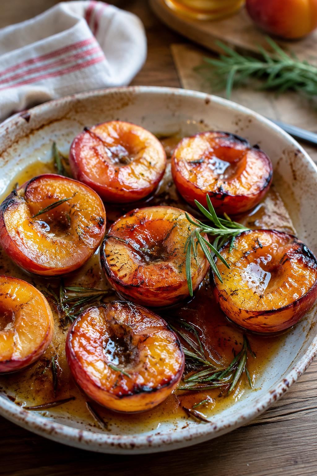 Pêches rôties au miel et romarin - Facile fait maison