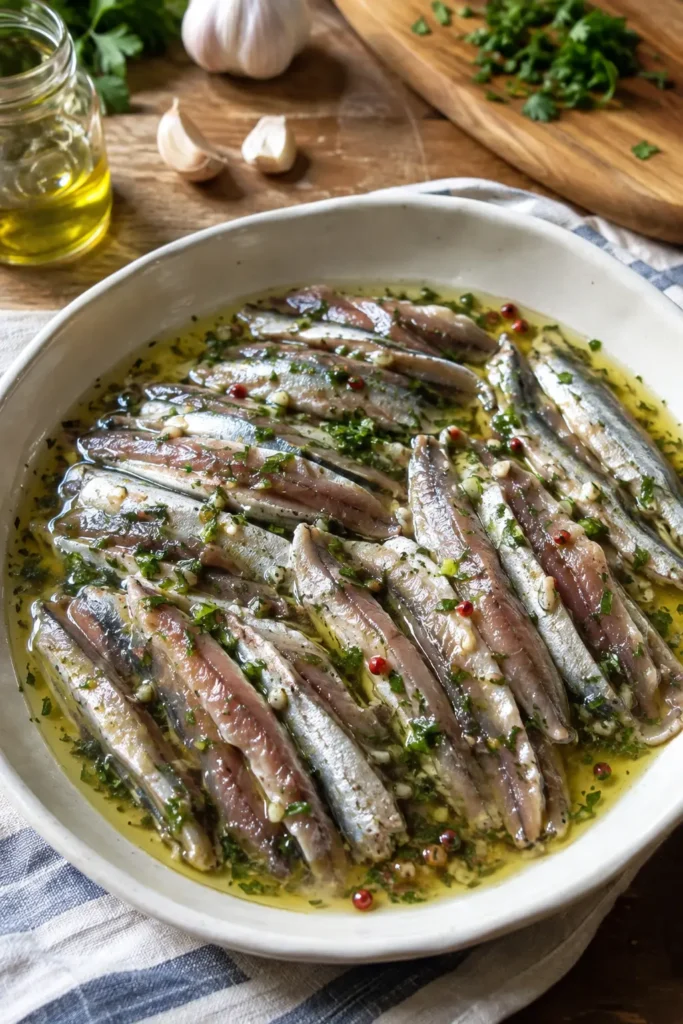 Anchois marinés façon boquerones - Facile fait maison
