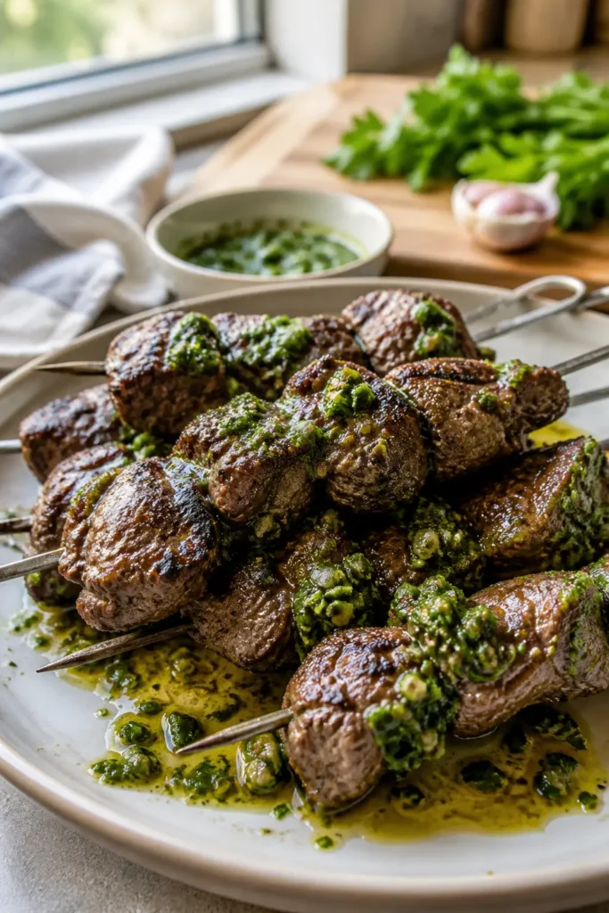 Brochettes de boeuf sauce chimichurri - Facile fait maison