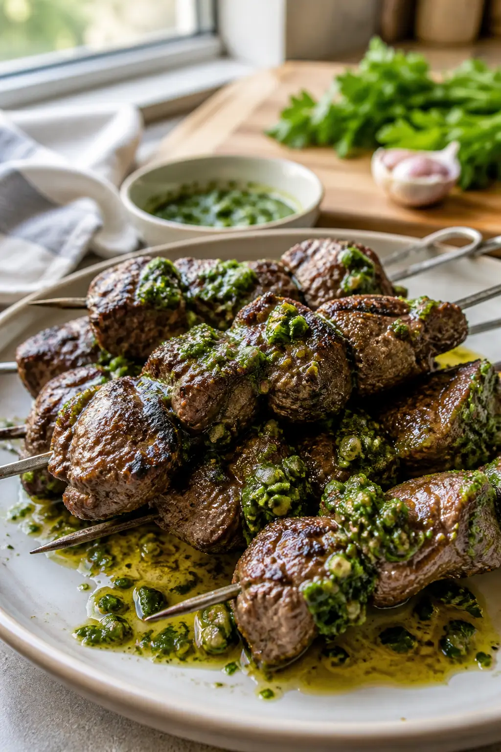 Brochettes de boeuf sauce chimichurri - Facile fait maison