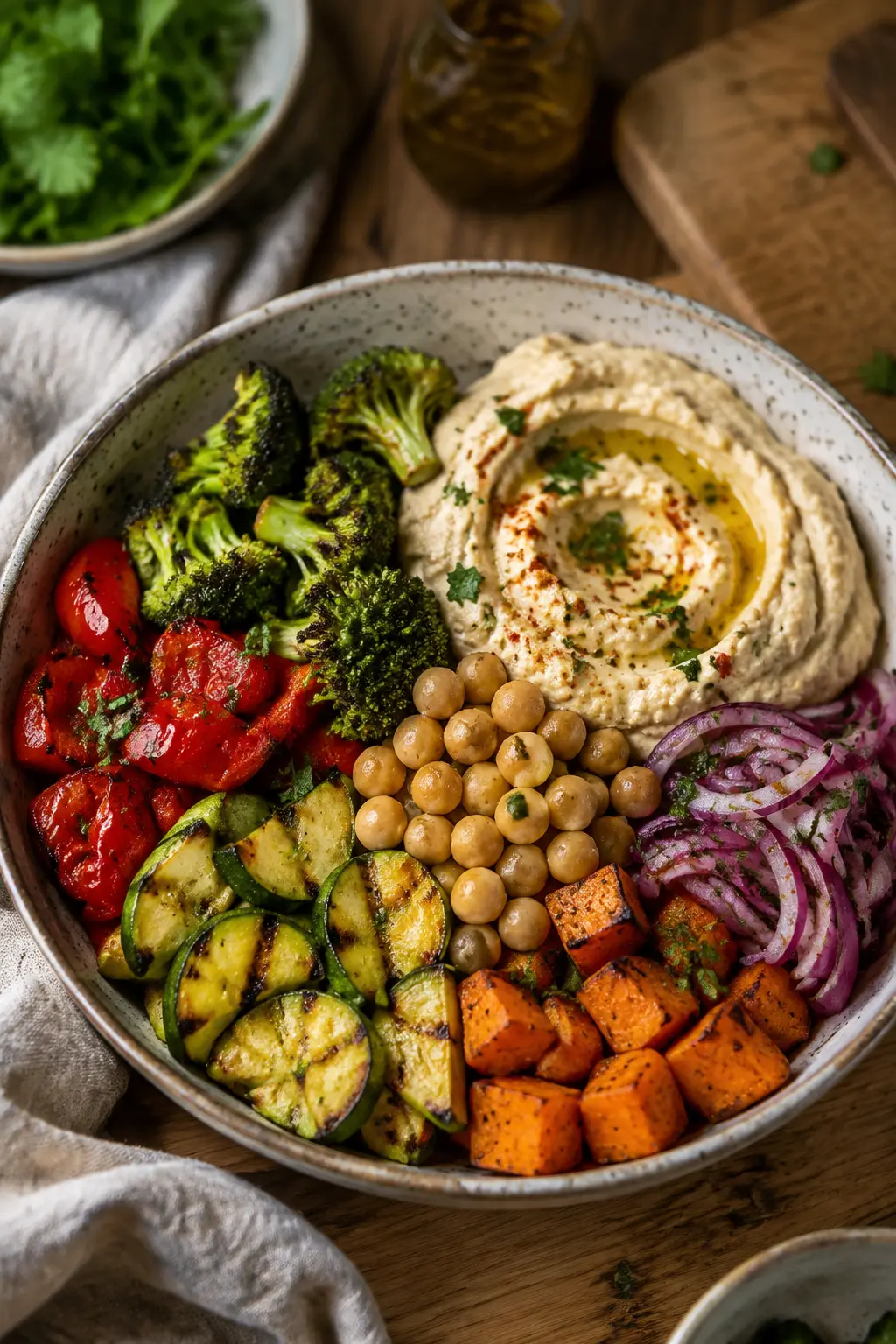 Buddha bowl légumes grillés et houmous - Facile fait maison