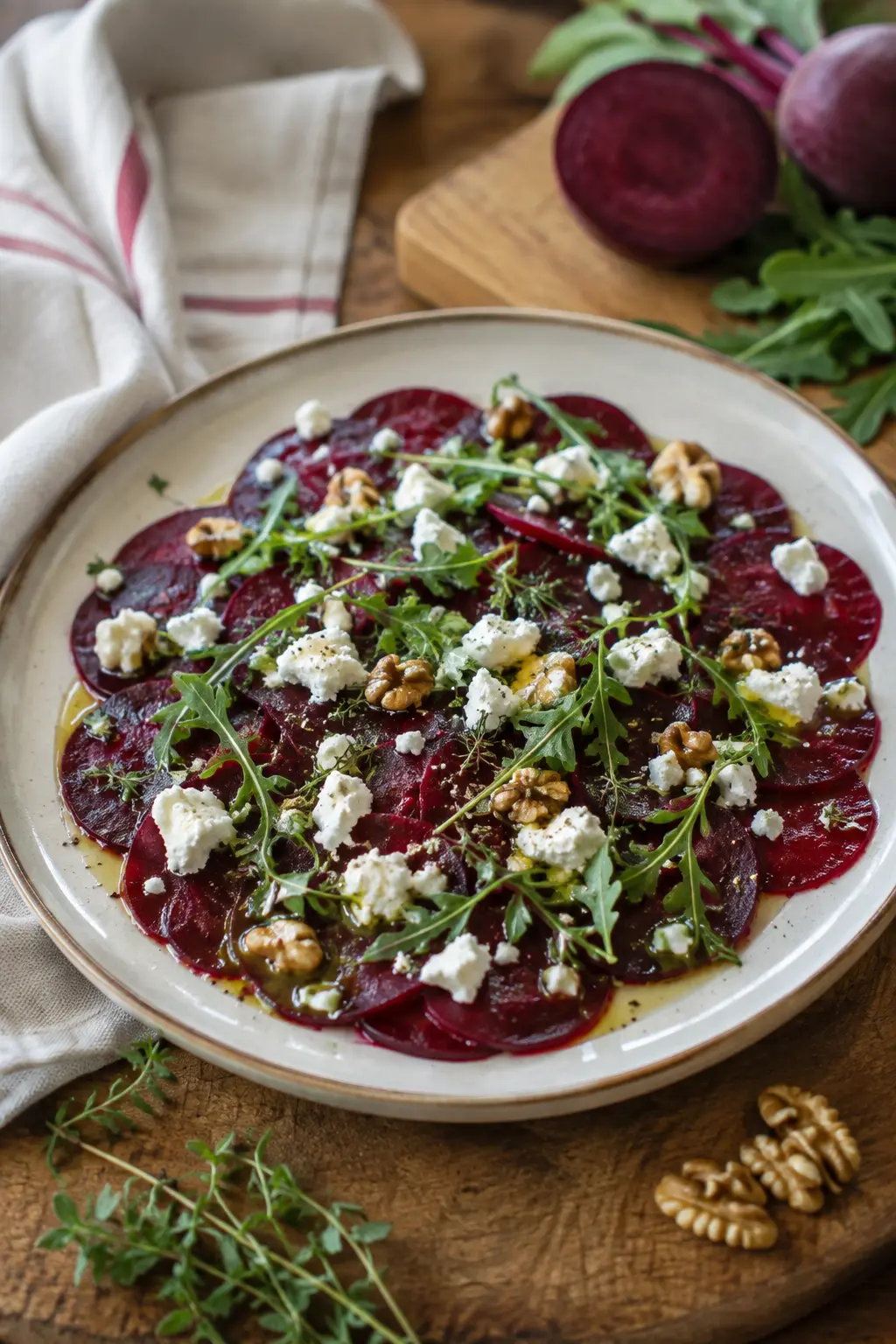 Carpaccio de betteraves et chèvre frais - Facile fait maison