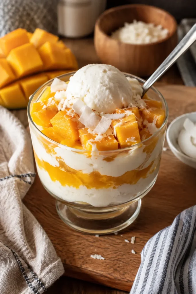 Coupe glacée coco mangue - Facile fait maison