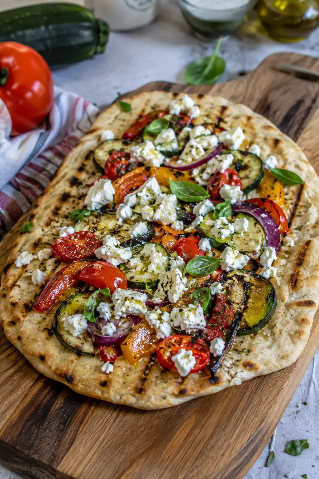 Flatbread grillé aux légumes d'été - Facile fait maison