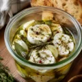 Fromage de chèvre mariné à l'huile d'olive et herbes - Facile fait maison