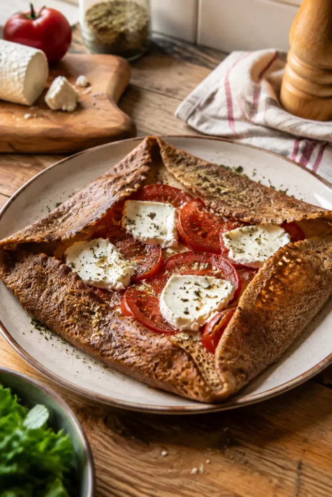 Galette de sarrasin tomate et chèvre frais - Facile fait maison