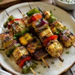 Mini brochettes de fromage halloumi mariné - Facile fait maison