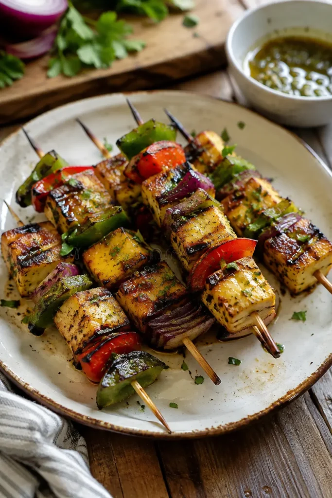 Mini brochettes de fromage halloumi mariné - Facile fait maison