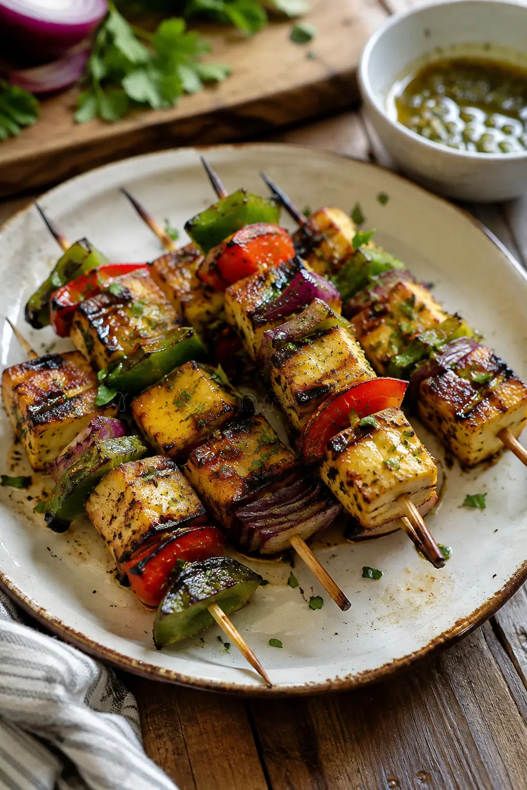 Mini brochettes de fromage halloumi mariné - Facile fait maison