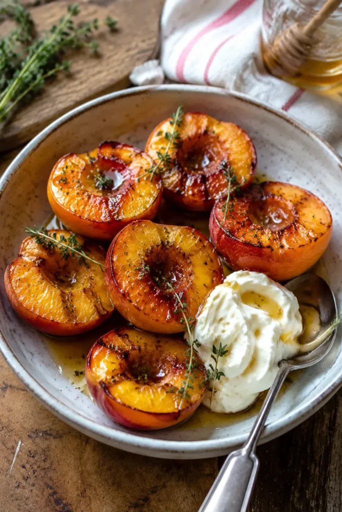 Nectarines rôties au miel et thym - Facile fait maison