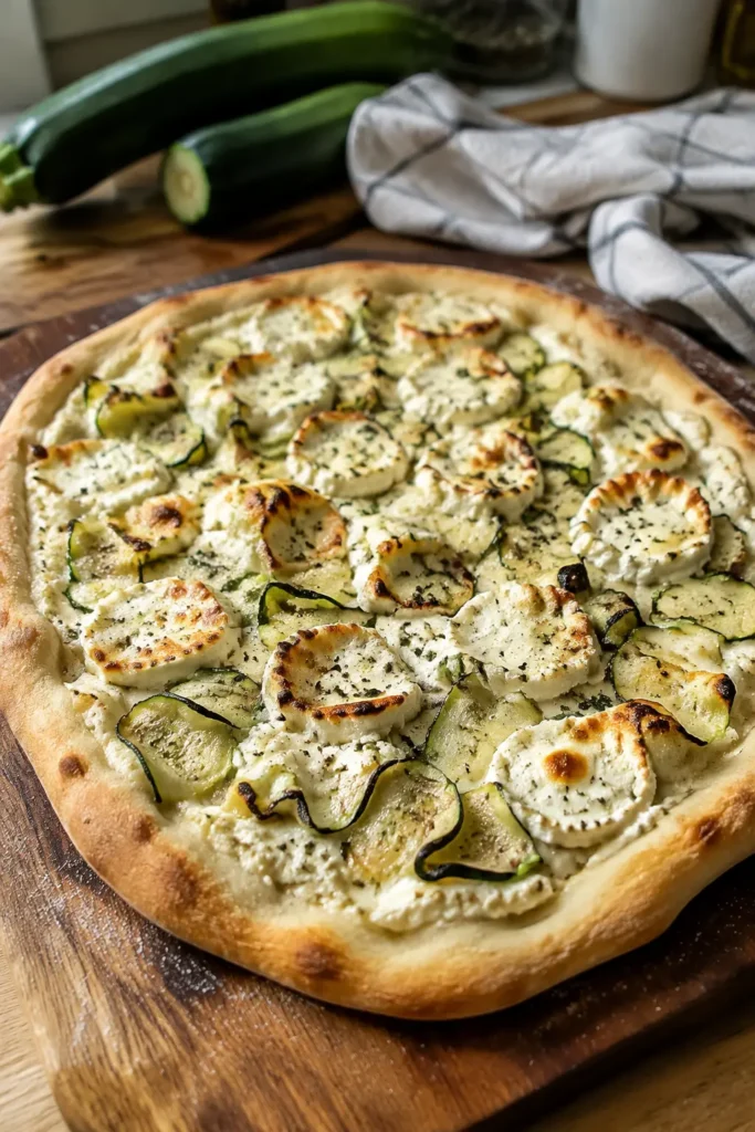Pizza blanche courgettes et chèvre - Facile fait maison
