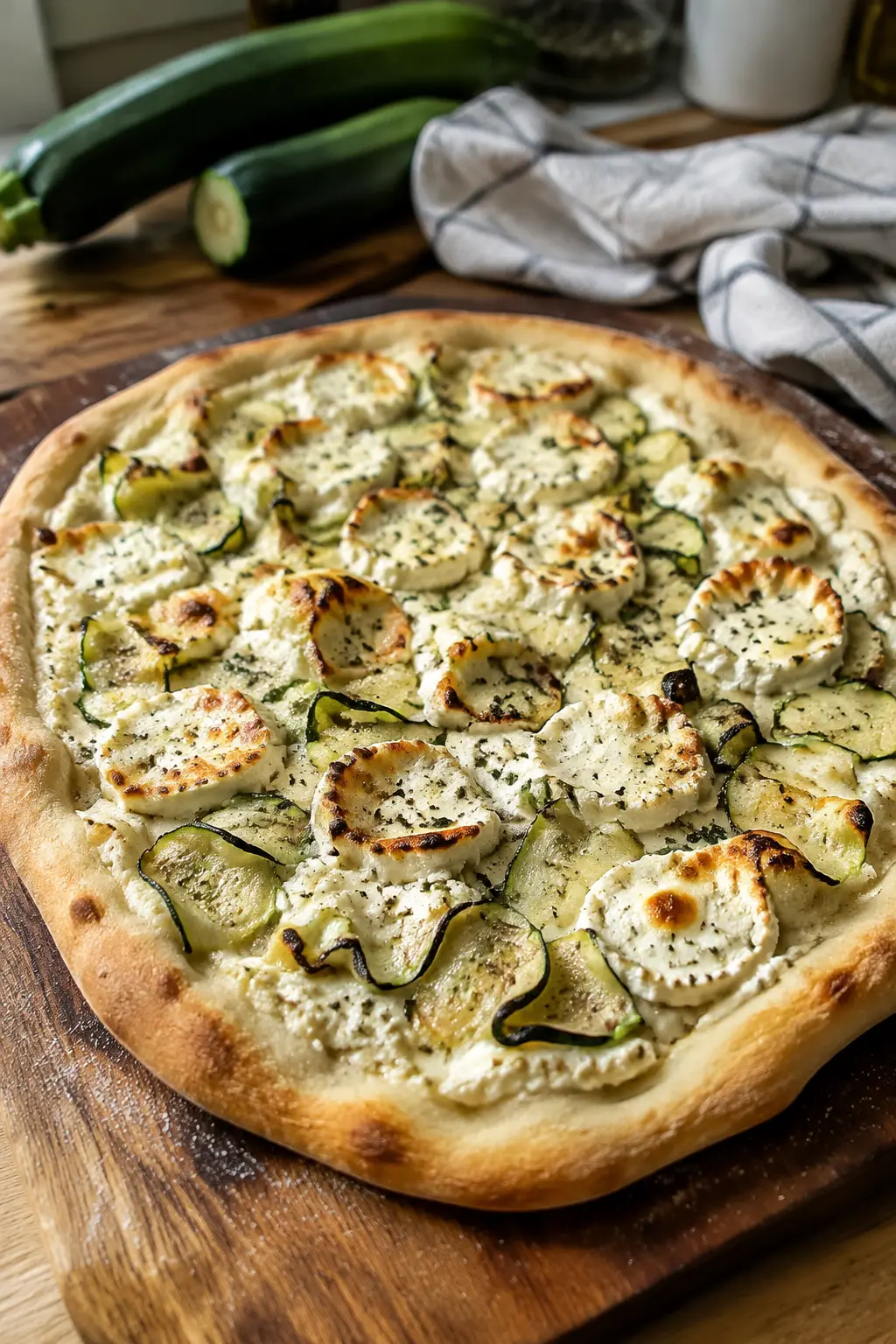 Pizza blanche courgettes et chèvre - Facile fait maison