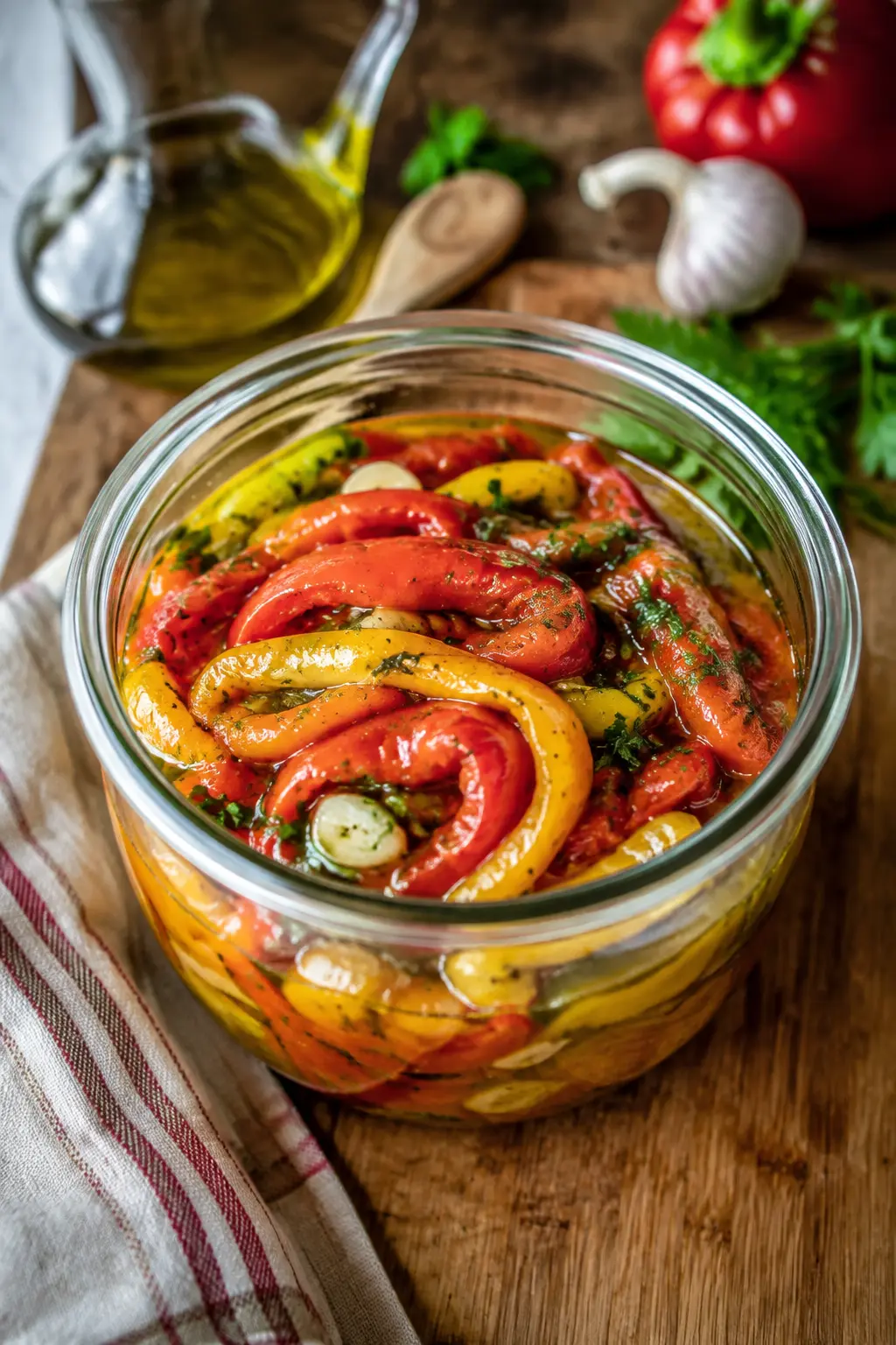 Poivrons marinés à l'huile d'olive - Facile fait maison