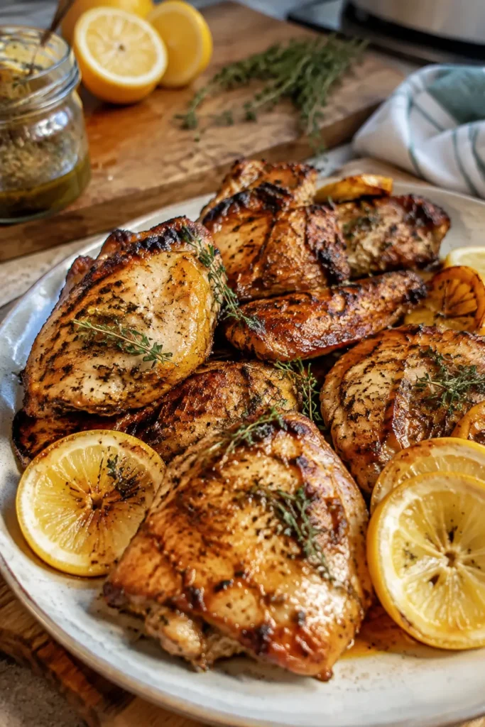 Poulet grillé mariné au citron et thym - Facile fait maison