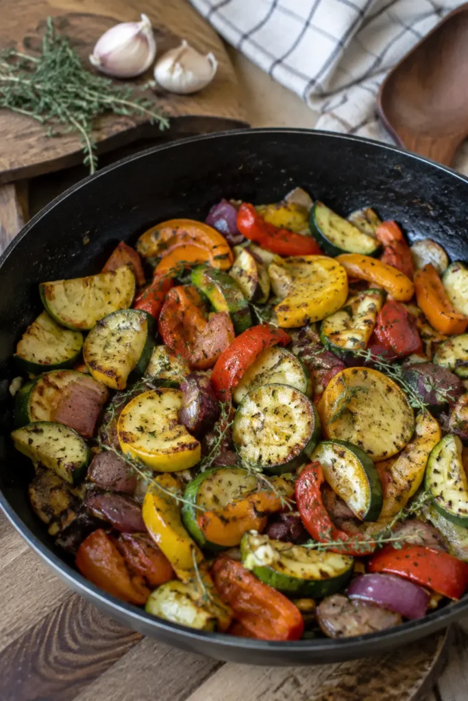 Poêlée de légumes d'été à l'ail et au thym - Facile fait maison