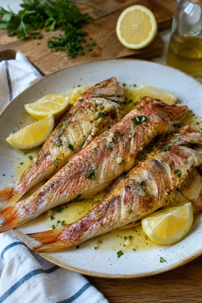 Rougets à la plancha, huile d'olive et citron - Facile fait maison