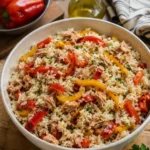 Salade de riz au thon et poivrons grillés - Facile fait maison