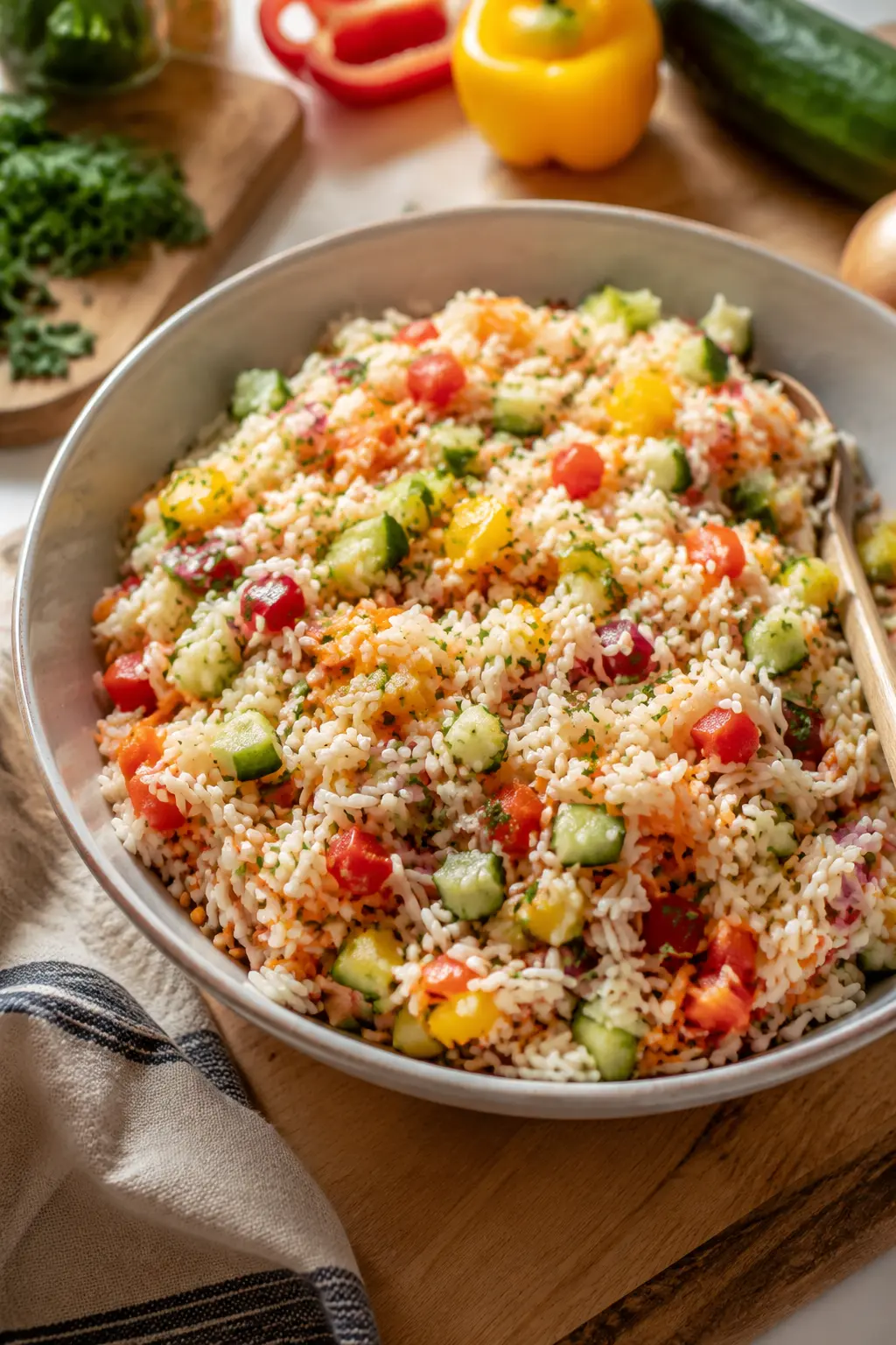 Salade de riz colorée aux légumes croquants - Facile fait maison