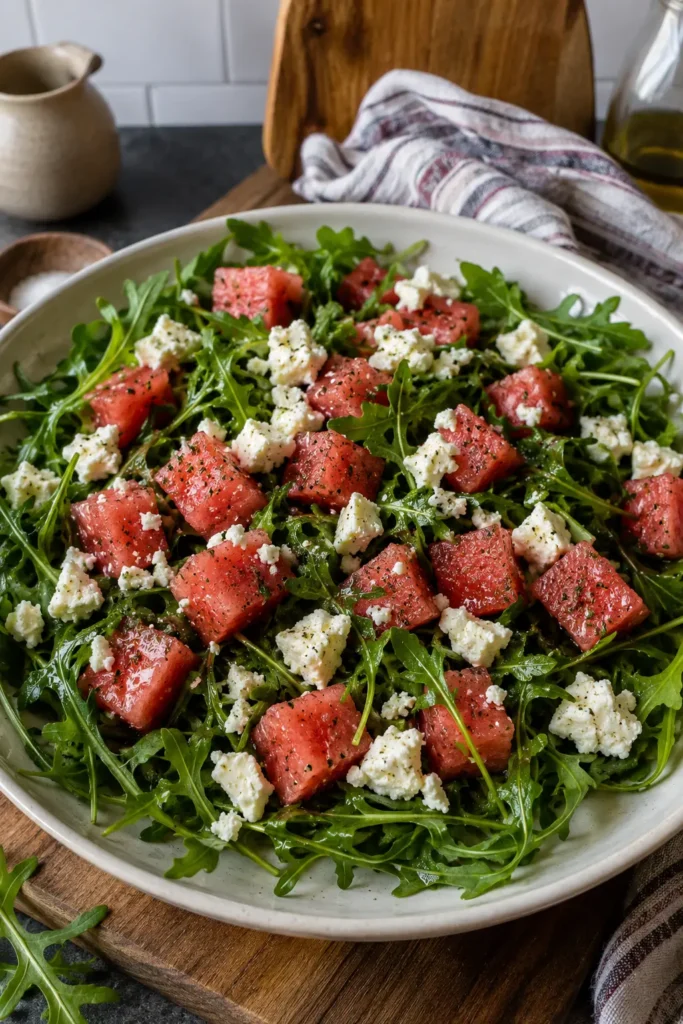 Salade de roquette pastèque feta - Facile fait maison