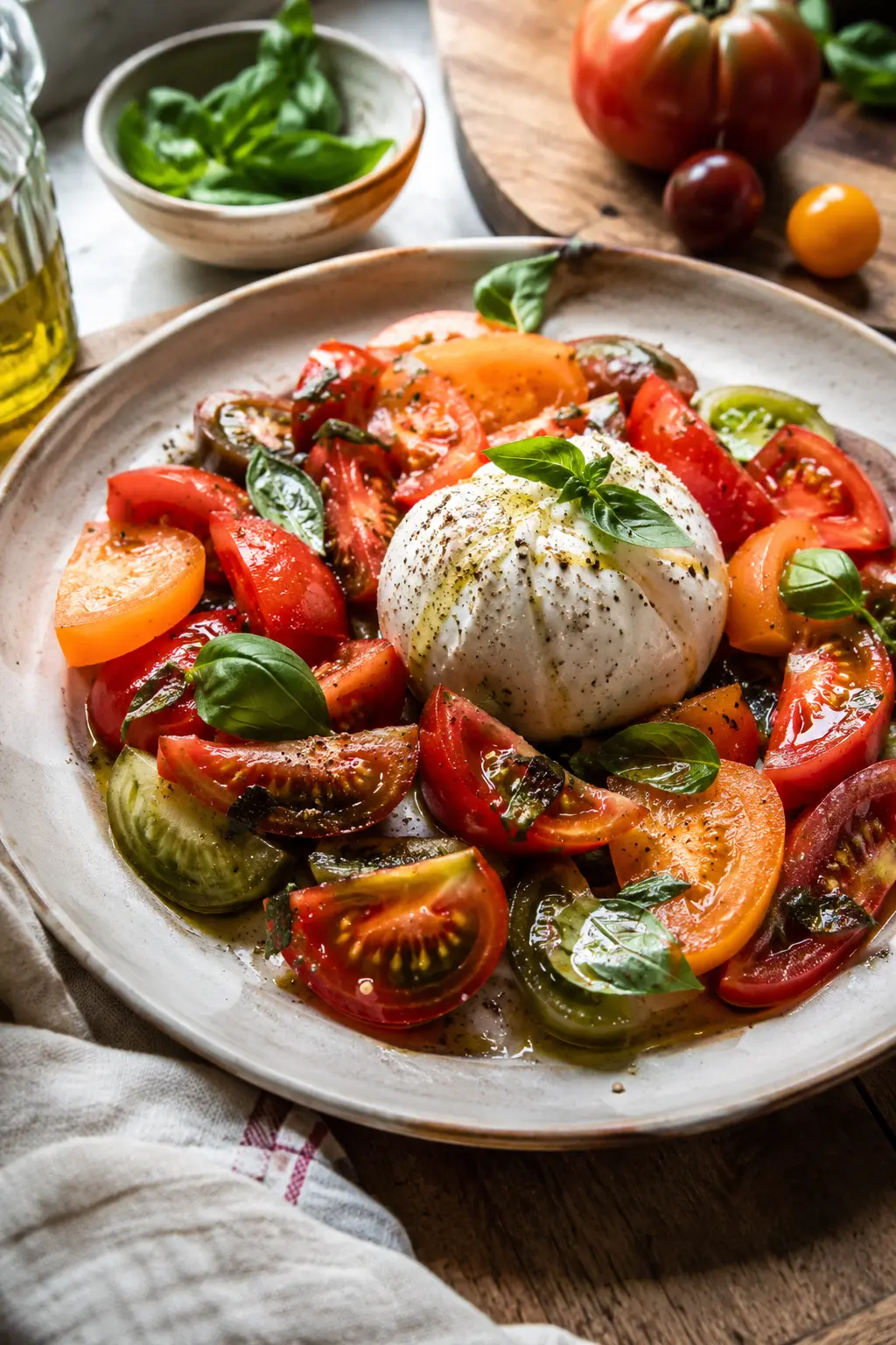 Salade de tomates burrata basilic - Facile fait maison