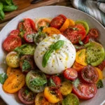 Salade de tomates multicolores et burrata di bufala - Facile fait maison