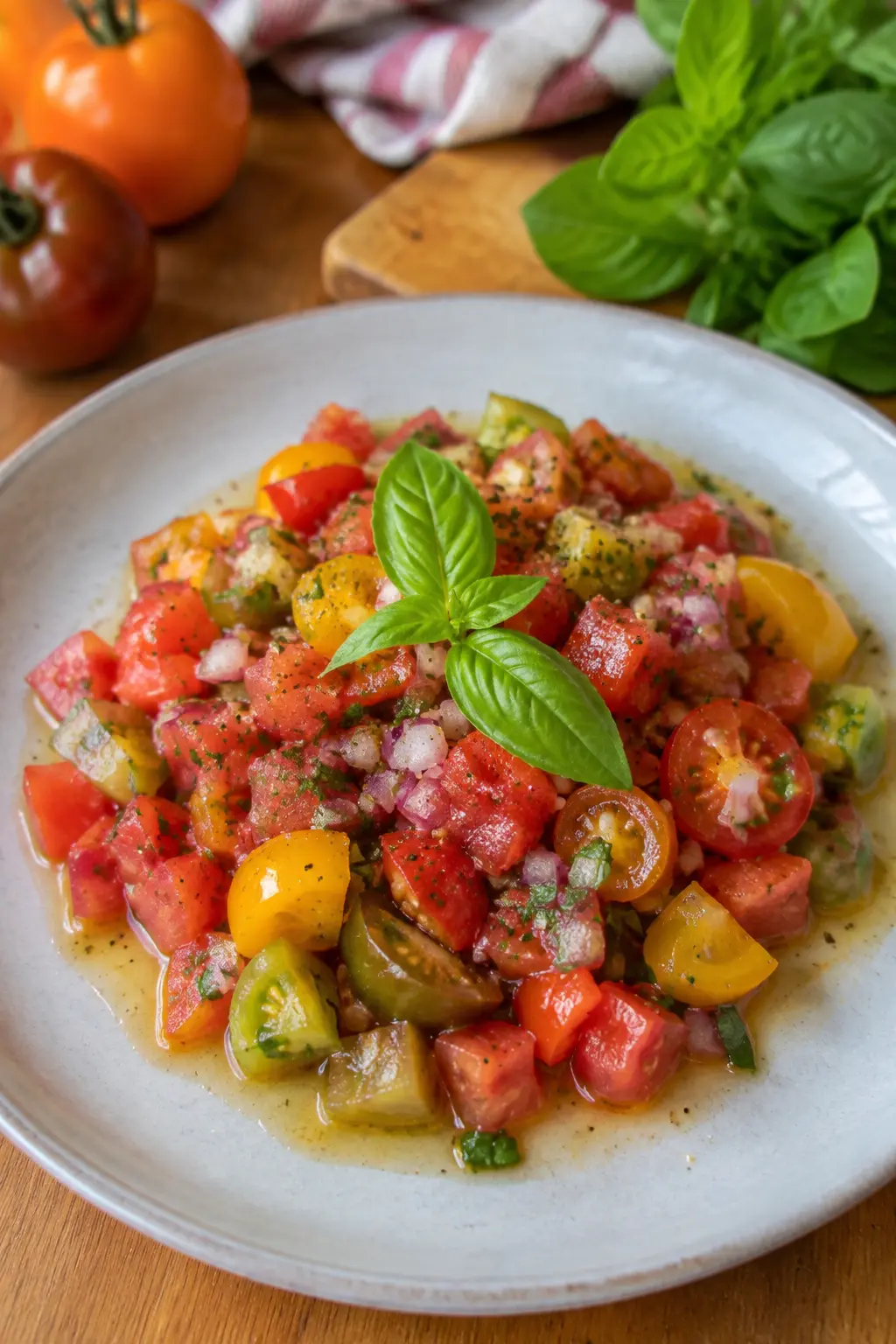 Tartare de tomates anciennes au basilic - Facile fait maison
