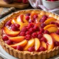 Tarte aux pêches et framboises - Facile fait maison