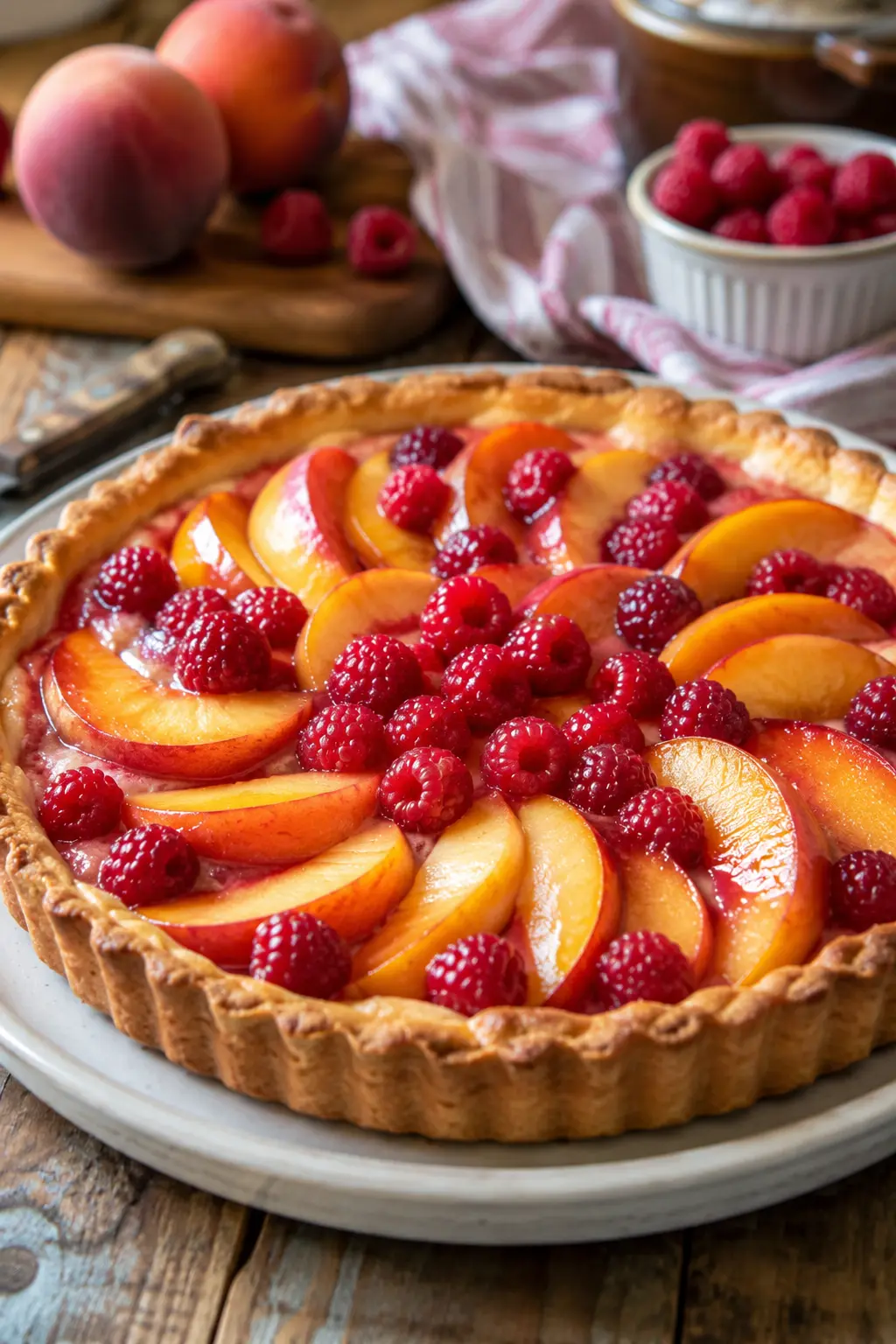 Tarte aux pêches et framboises - Facile fait maison