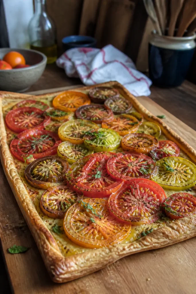 Tarte fine à la moutarde et tomates anciennes - Facile fait maison