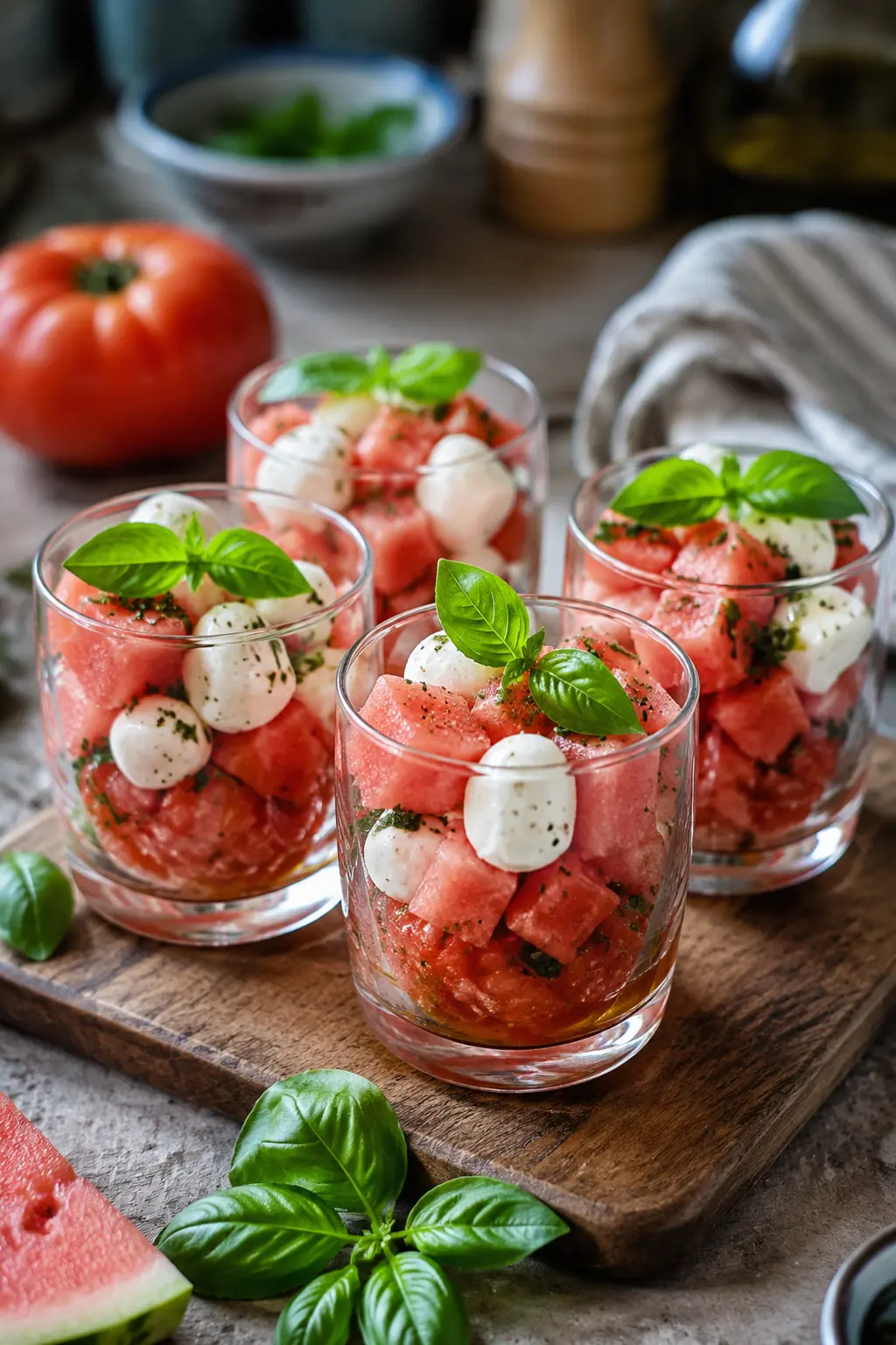 Verrine tomate-pastèque-basilic - Facile fait maison