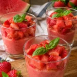 Verrines pastèque-fraise-basilic - Facile fait maison