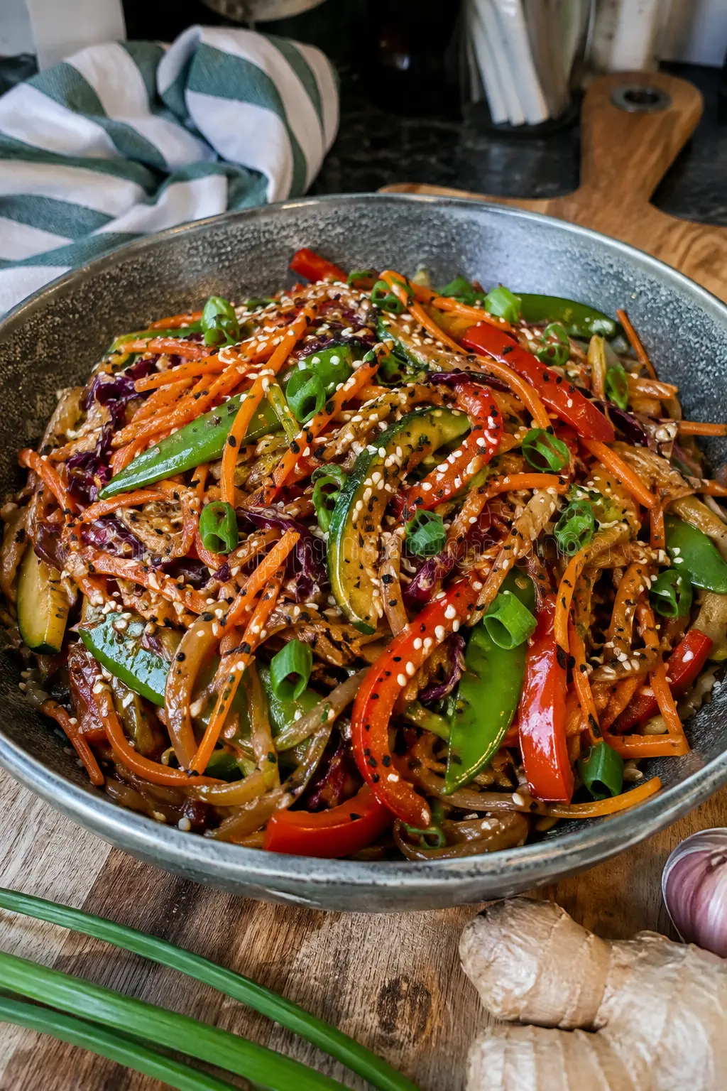 Wok froid de légumes croquants sauce soja - Facile fait maison