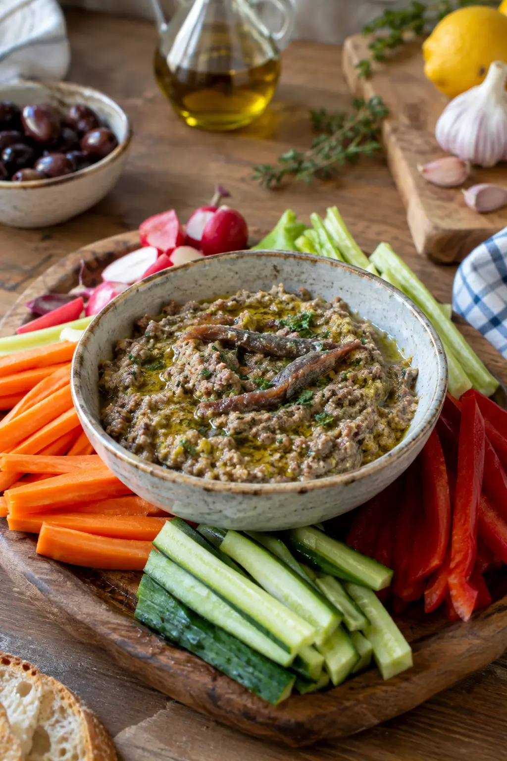 Anchoïade provençale et bâtonnets de légumes - Facile fait maison