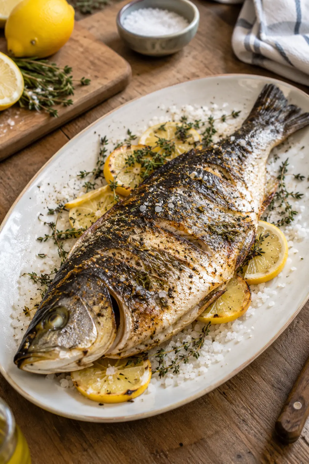 Bar entier grillé au gros sel et citron - Facile fait maison