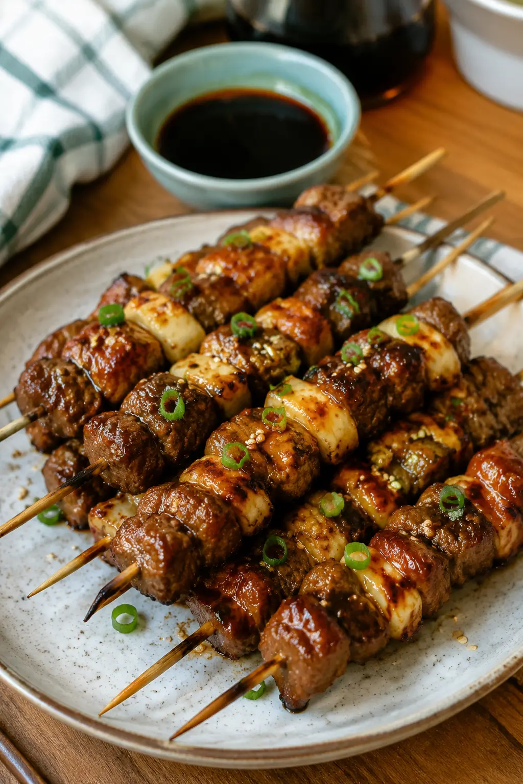 Brochettes de bœuf au fromage façon yakitori - Facile fait maison