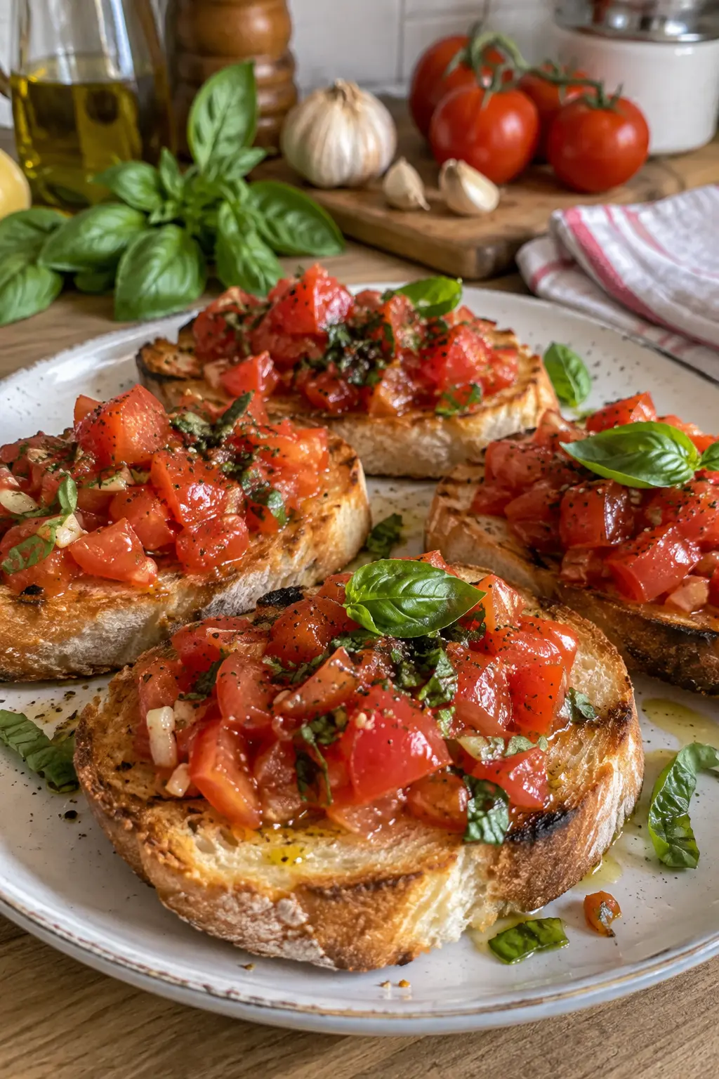 Bruschetta à la tomate et basilic frais - Facile fait maison
