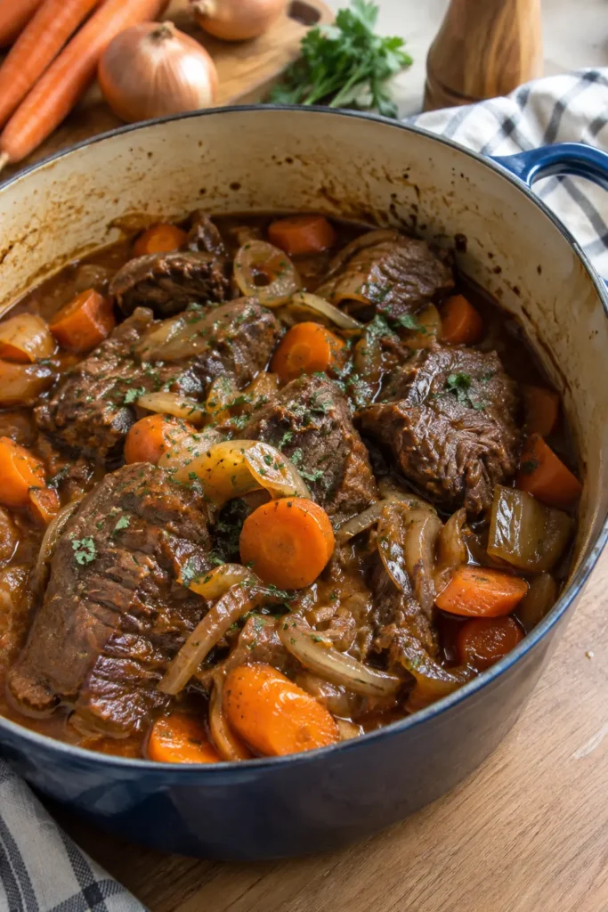 Bœuf braisé aux carottes et oignons confits - Facile fait maison