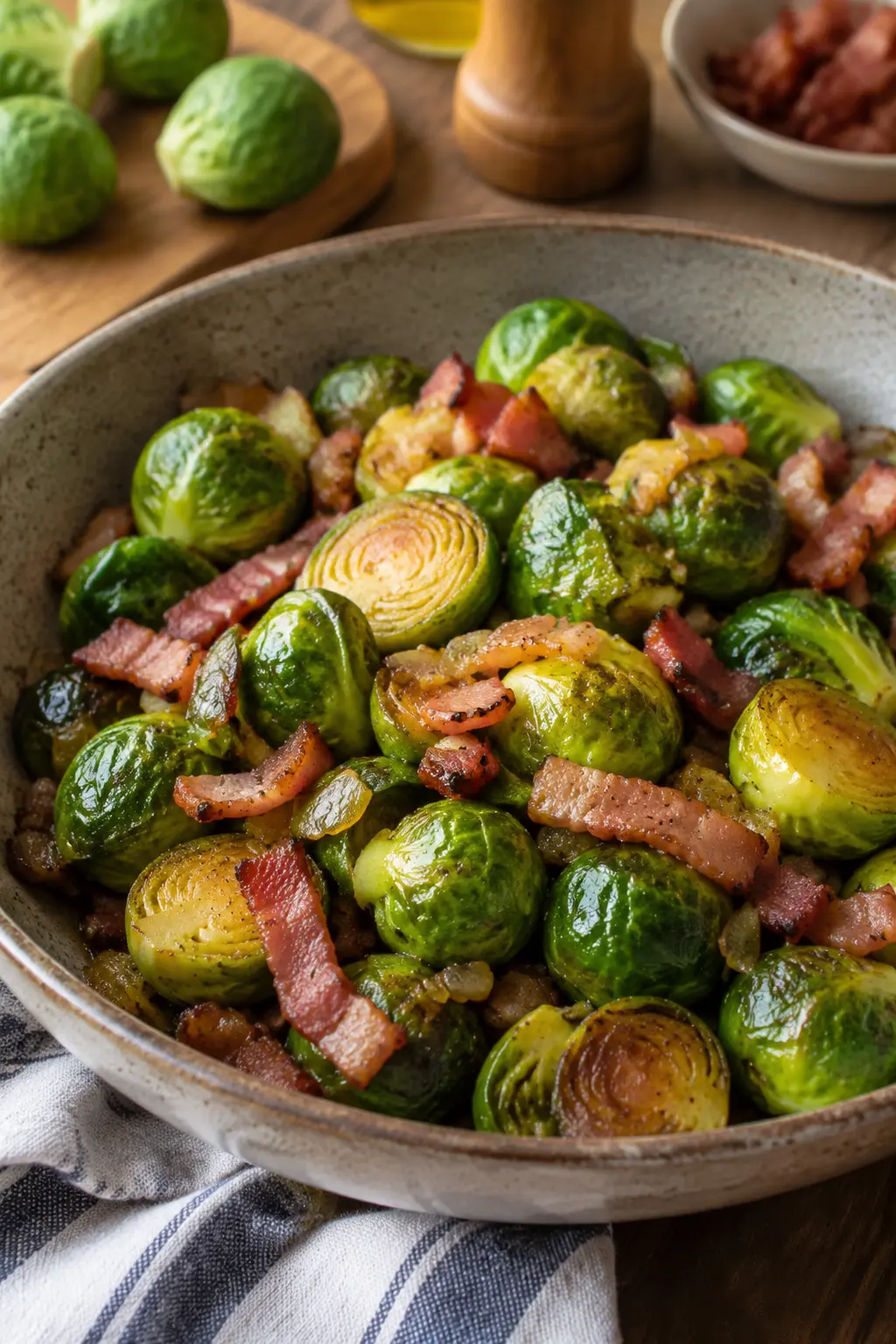 Choux de Bruxelles sautés aux lardons - Facile fait maison