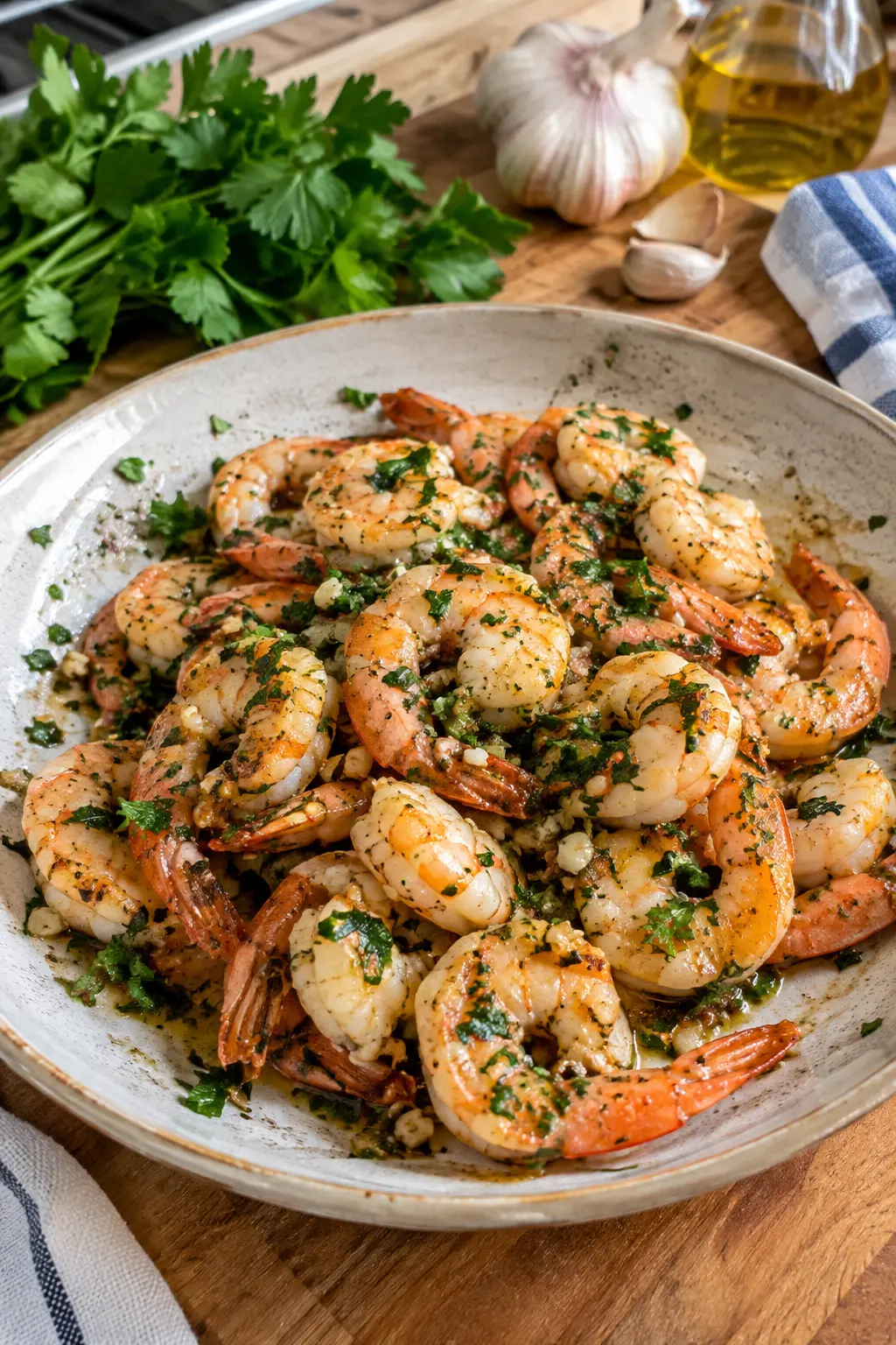 Crevettes sautées à l'ail et persil plat - Facile fait maison