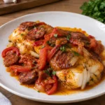 Dos de cabillaud à l'espagnole au chorizo - Facile fait maison