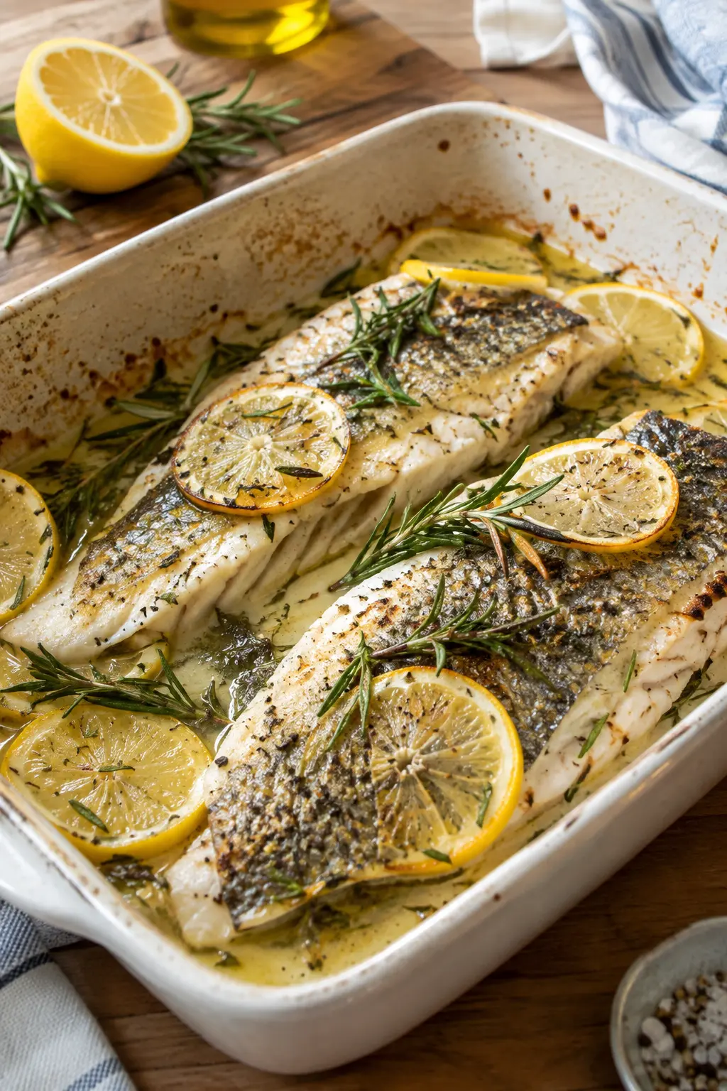 Filet de loup au four au romarin et citron - Facile fait maison