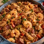 Jambalaya au poulet et crevettes épicées - Facile fait maison